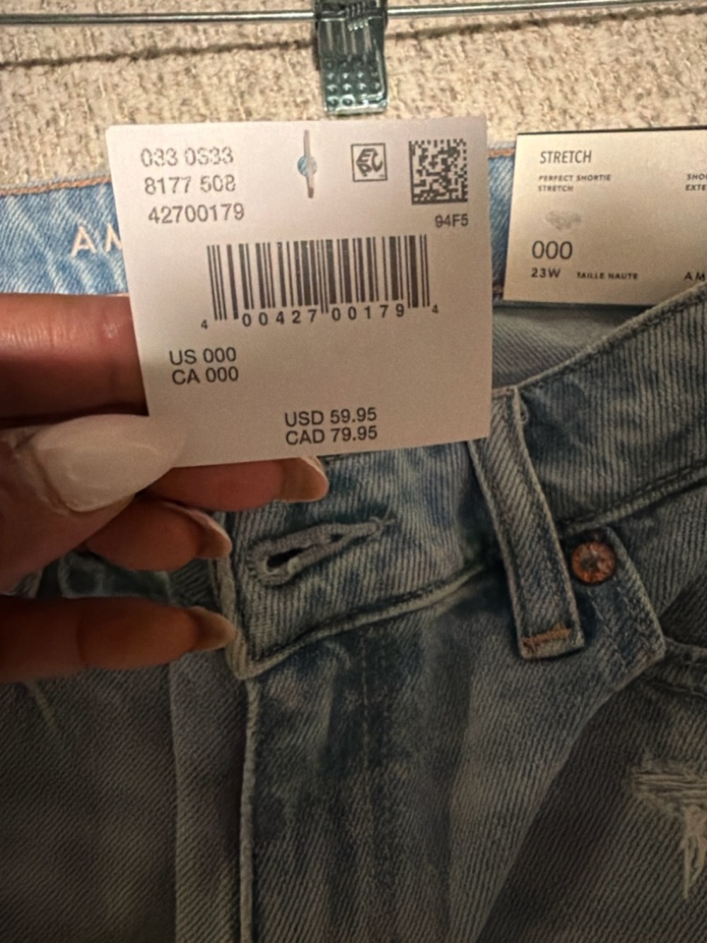 American Eagle Outfitters Light Blue Stretch Jean Shorts